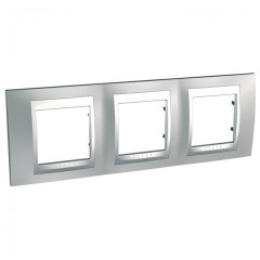 Рамка Unica Top 3 поста Хром матовый-Алюминий