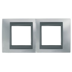 Рамка Unica Top 2 поста Хром матовый-Графит