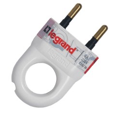 Вилка Legrand без заземления 6А с кольцом белая