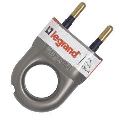 Вилка Legrand без заземления 6А с кольцом алюминий