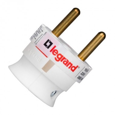 Купить Вилка Legrand без заземления 16А с боковым вводом кабеля белая ультраплоская