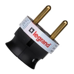 Вилка Legrand без заземления 16А с боковым вводом кабеля черная ультраплоская