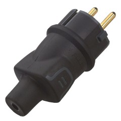 Вилка Legrand с заземлением IP44 16А в резиновом корпусе черная