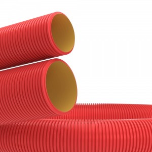 Купить Труба гибкая двустенная для кабельной канализации д.140мм, цвет красный, без протяжки [бухта 50м]