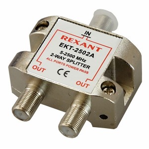 Обзор Делитель ТВ Rexant 2 выхода 5-2500 МГц под F-разъём