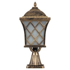 Светильник садово-парковый Тартан PL4063 E27 235*235*530мм черное золото (на постамент)