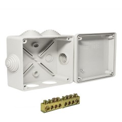 Коробка уравнивания потенциалов Промрукав 120х80х50мм открытой установки с шиной на 8 зажимов