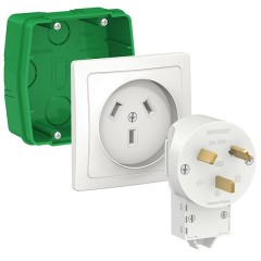 Комплект розетка с вилкой для плиты 32А, 2Р+N, 250В коробка в стену Schneider Electric