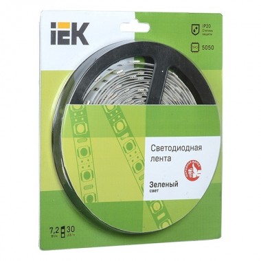 Купить Лента LED 5м  блистер  LSR-5050G30-7,2-IP20-12V IEK зеленый