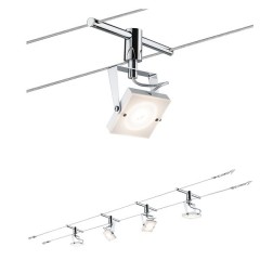 Тросовая система 4 светильника Paulmann LED Meta 4x5W 4x350lm 2700K 230/12V 10m белый/хром матовый