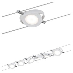 Тросовая система 6 светильников Paulmann LED RoundMac 6x4W 6x200lm 2700K 230/12V 10m матовый белый