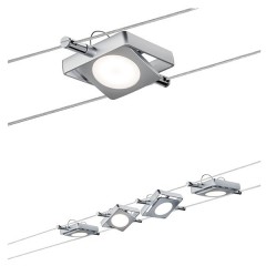 Тросовая система 4 светильника Paulmann MacLED 4x4W 4x200lm 2700K 230/12V 10m хром матовый
