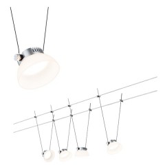 Тросовая система 4 светильника Paulmann IceLED I 4x4W 4x200lm 2700K 230/12V 10m хром матовый/белый