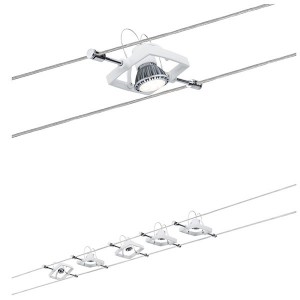 Обзор Тросовая система 5 светильников Paulmann Set MacII GU5.3 max. 5x10W 230/12V 10m белый