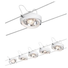 Тросовая система 5 светильников Paulmann Powerline II LED G53 5x8W 5x500lm 2700K 230/12V 15m белый