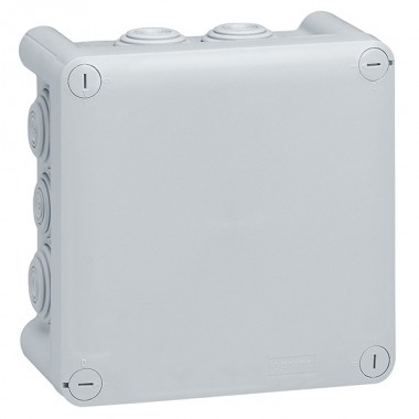Обзор Коробка квадратная Legrand Plexo IP 55 130x130/74 IK 07 10 кабельных вводов серый
