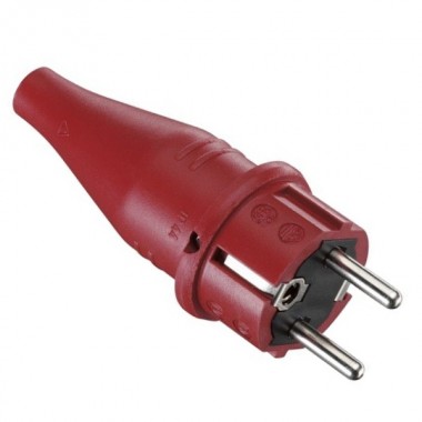 Купить ABL Вилка с/з, резиновая, IP44, 16A, 2P+E, 250V, для кабеля сечением 1,5 мм2 (красный)