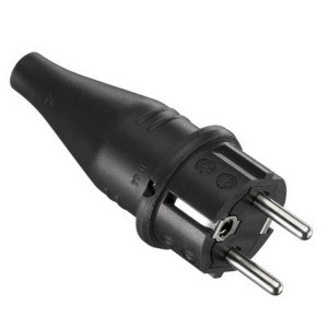 ABL Вилка с/з, резиновая, IP44, 16A, 2P+E, 250V, для кабеля сечением 1,5 мм2 (черный)