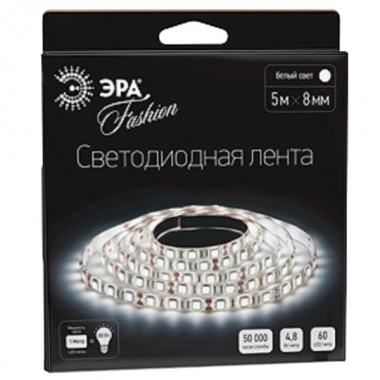 Купить Светодиодная лента ЭРА LS3528-60LED-IP20-W-5m 4,8W/m 12V холодный белый 5055398613481