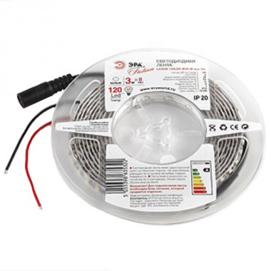 Купить Светодиодная лента ЭРА LS3528-120LED-IP20-W-eco-3m 9,6W/m 12V холодный белый 5055398635322