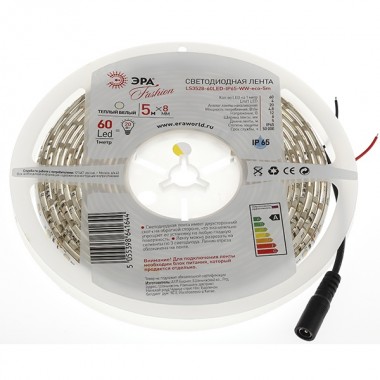 Купить Светодиодная лента ЭРА LS3528-60LED-IP65-WW-eco-5m 4,8W/m 12V теплый белый 5055398641644