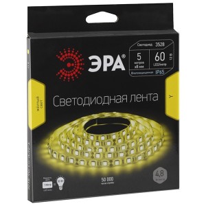 Светодиодная лента ЭРА LS3528-60LED-IP65-Y-5m 4,8W/m 12V желтый 5055398613580