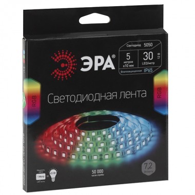 Обзор Светодиодная лента ЭРА LS5050-30LED-IP65-RGB-5m 7,2W/m 12V 5055398613856