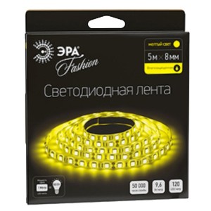 Светодиодная лента ЭРА LS3528-120LED-IP65-Y-5m 9,6W/m 12V желтый 5055398613702