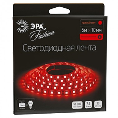 Обзор Светодиодная лента ЭРА LS5050-30LED-IP65-R-5m 7,2W/m 12V красный 5055398613849