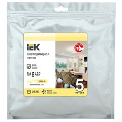 Лента LED 5м LSR-2835WW120-9,6-IP20-12В IEK теплый белый
