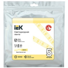 Лента LED 5м LSR-5050WW30-7,2-IP65-12В IEK теплый белый