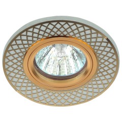 Встраиваемый светильник ЭРА DK LD42 WH/GD декор c LED подсветкой MR16 белый/золото 5056183764012