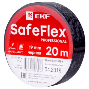 Купить Изолента ПВХ черная 19мм 20м -50..+80 6кВ серии EKF SafeFlex