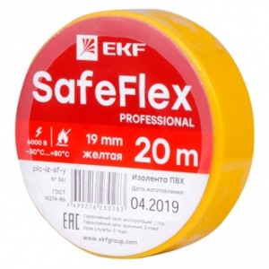 Купить Изолента ПВХ желтая 19мм 20м -50..+80 6кВ серии EKF SafeFlex
