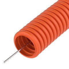 Труба гофрированная ПНД тяжёлая 750 Н не распространяющая горение оранжевая с/з д32 (25м/1375м уп/па
