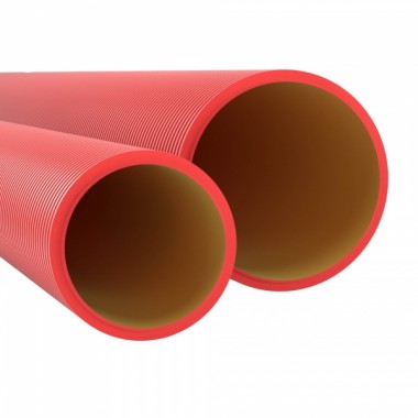 Купить Труба жесткая двустенная для кабельной канализации DKC, (10кПа) д125мм, цвет красный [уп.6м]