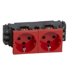 Розетка Legrand Mosaic 2х2К+З для кабель-каналов DLP с блокировкой автозажим 4М, красная