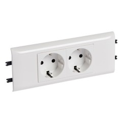 Розетка Legrand Mosaic 2х2К+З с суппортом для DLP (крышка 65мм) автозажим 4М, белая