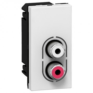 Купить Аудиорозетка Legrand Mosaic разъем 2 RCA  аудио+стерео  LCS? 1 модуль  белая