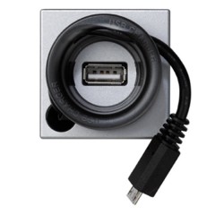 Зарядное устройство  2 модуля 5VDC 1,5А через кабель microUSB 45х45мм Simon K45, алюминий