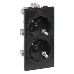 Розетка двойная 2P+E 16А 250В, S-модуль 52x108мм Simon Connect, графит