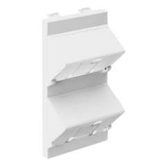 Адаптер наклонный на 2 RJ45 CJ545U(F), CJ645U(F) шторки, S-модуль 52x108мм Simon Connect, белый