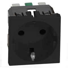 Розетка Legrand Mosaic 2К+З 45° со шторками автозажим 2М, черная