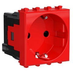 Розетка модульная 2P+E со шторками DKC Avanti, красный квадрат