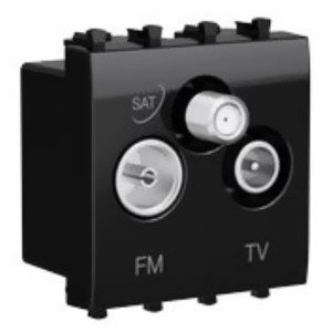 Розетка TV-FM-SAT модульная 2 модуля DKC Avanti, черный квадрат