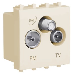 Розетка TV-FM-SAT модульная 2 модуля DKC Avanti, ванильная дымка
