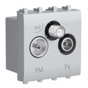 Купить Розетка TV-FM-SAT модульная 2 модуля DKC Avanti, закаленная сталь