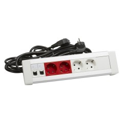 Настольный блок - 2Х2К+3 + 2Х2К+3 (с механической блокировкой)+ 2xRJ45 Cat. 6 FTP + 2 заглушки - со