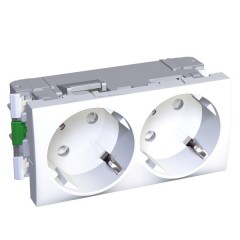 Розетка двойная 2х2Р+Е со шторками 45" Altira Schneider Electric белая 4 модуля