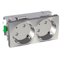 Розетка двойная 2х2Р+Е со шторками 45" Altira Schneider Electric металлик 4 модуля